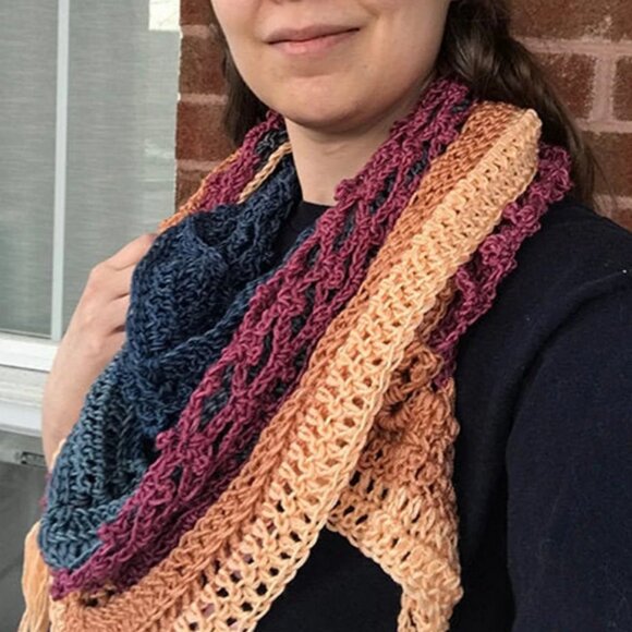 NEW Firey Lace Butterfly Handmade Crochet Shawl Wrap Scarf Very Soft Acrylic - Picture 3 of 4